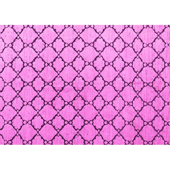 Ahgly Company Indoor Rectangle Trellis Pink Contemporary Area Rugs, 8' x 12'