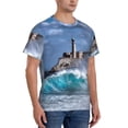 thumbnail image 2 of Bixox Men's Lighthouse in Havana Printed Short Sleeve Skinny Athletic T-Shirt, 2 of 6