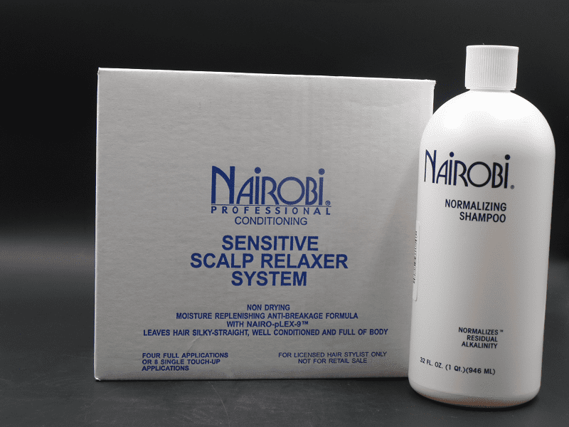 Nairobi Conditioning Sensitive Scalp Hair Relaxer Kit, 4 x 9.5 oz , Normalizing Shampoo 32 oz