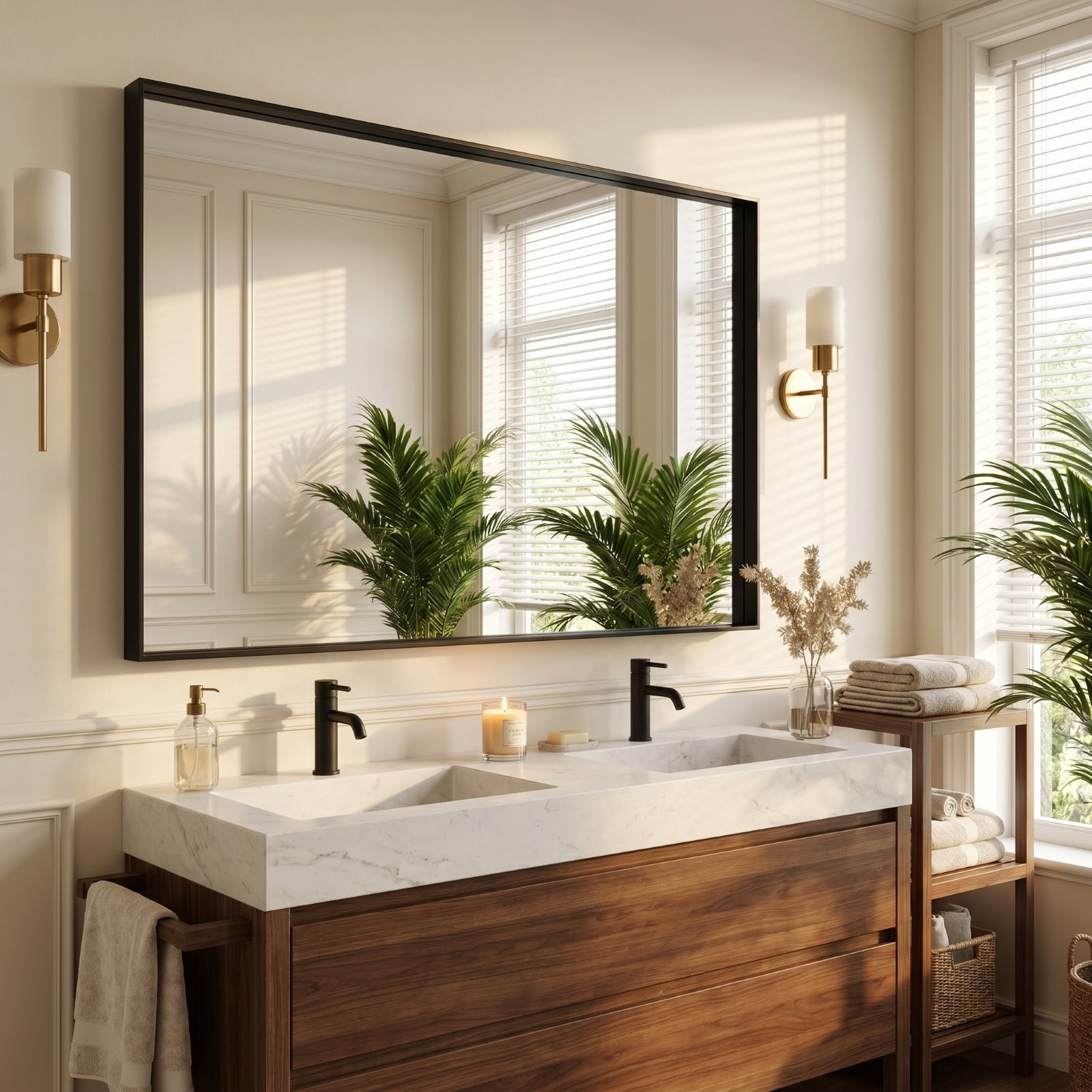 Gleamira 30"x50" Rectangular Bathroom Mirror Wall Vanity Mirror with Deep Frame, Black
