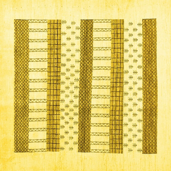 Ahgly Company Indoor Square Solid Yellow Modern Area Rugs, 8' Square