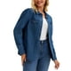 thumbnail image 1 of BLUSA DE MEZCLILLA CHIC INSPIRADA para Mujeres, Camisa de Manga Larga Abullonada con Botones y Bolsillo, Top Casual de Jean M Azul Oscuro, 1 of 6