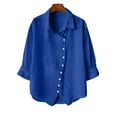 thumbnail image 5 of BXINGOHAI Button Down Shirts for Women Dress Shirts Cotton Long Sleeve Collared Blouse Work Business Casual Tops Blue L, 5 of 6