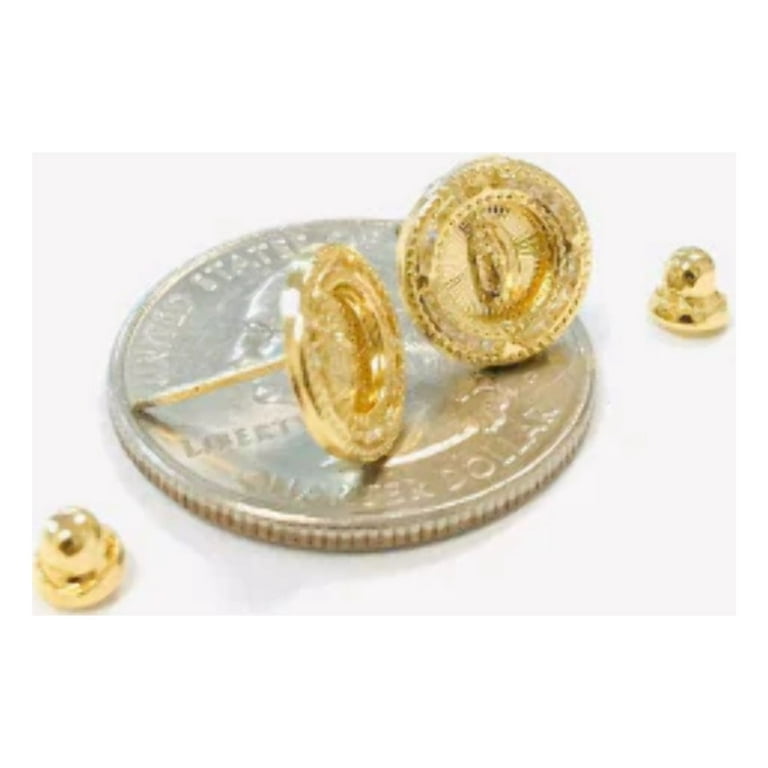 14K Gold Filled Virgen de Guadalupe Earrings Screw Back CZ Stones