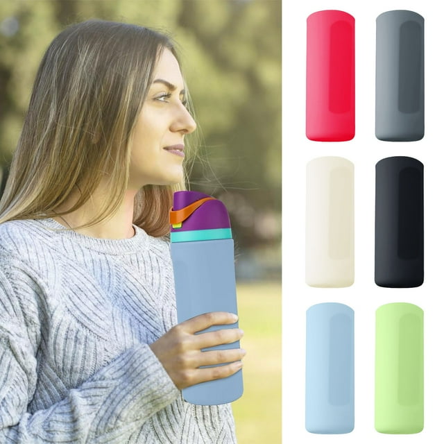 KDSJSXW Silicone Water Bottle Sleeve Compatible with 24oz Full Wrap Anti Sliding Bottom, Anti-Slip Protector Water Bottle Boot, Protection Bottle Bumper Cover