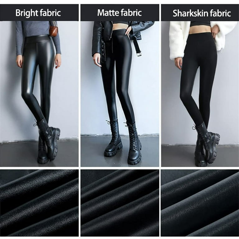 huaai women's stretchy leather leggings pants, black high waisted
