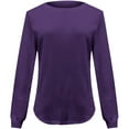 thumbnail image 4 of XIAOCHA Womens Sweatshirts Simple Solid Color Crewneck Slim Fit Pullover Layering Tops Loose Fit Long Sleeve Fall Winter Warm Sweatshirt, 4 of 6
