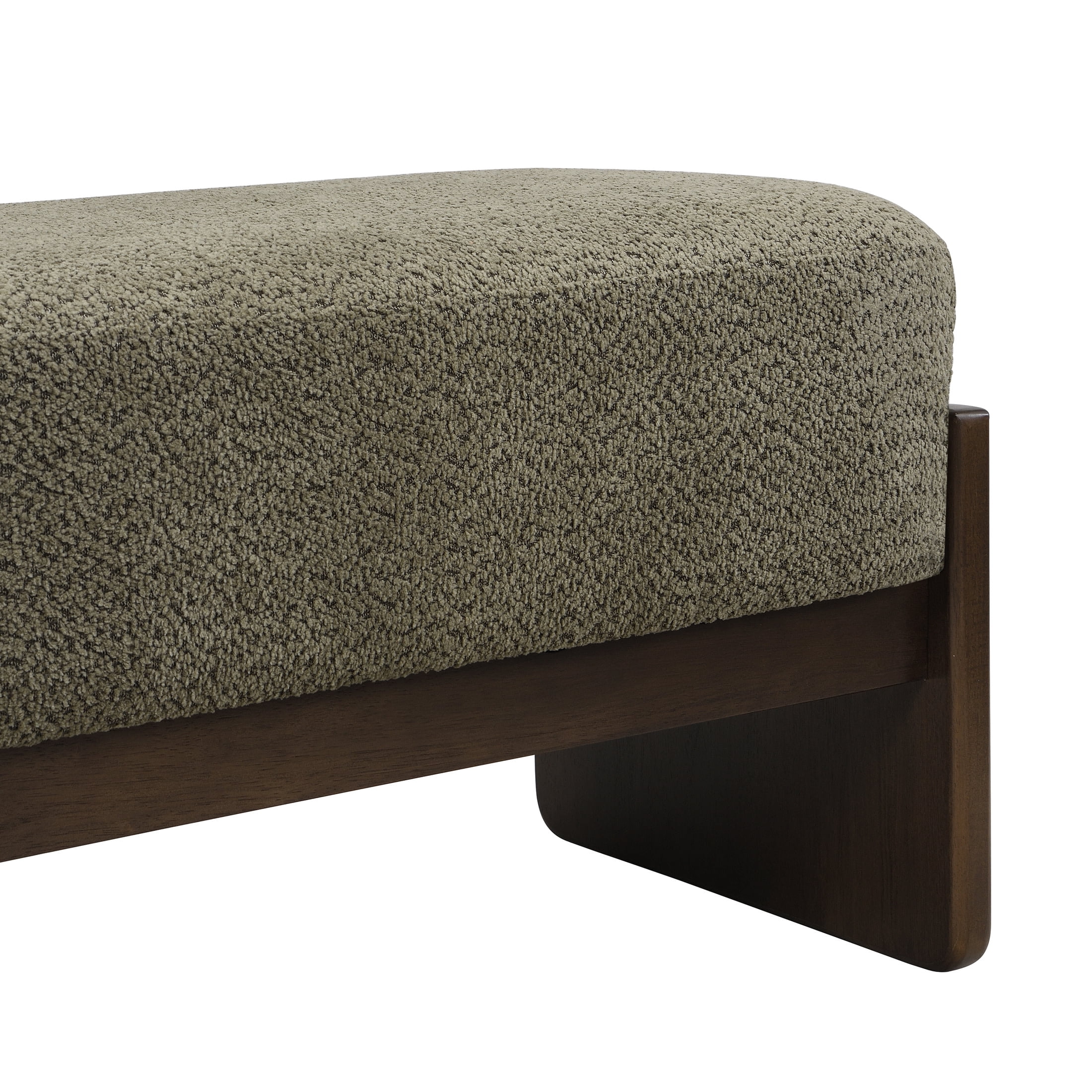Christopher Knight Home Loop Yarn Rectangle Ottoman Bench with Brown Wooden Legs and Dark Green Upholstered