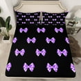 thumbnail image 2 of Castle Fairy Cute Bowtie 4pcs Bed Sheets for Teens Femalemen,Dreamy Princess Ribbon Bow King Sheets,Black Purple Super Cozy Sheet Set,Breathable Home Decor, 2 of 7