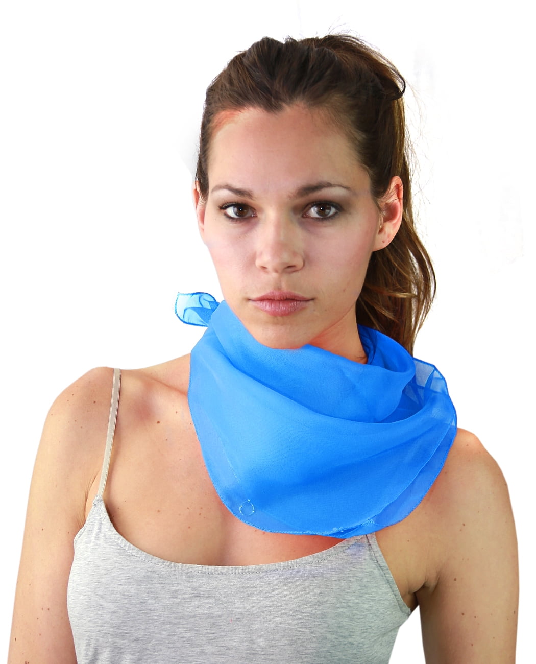 NYFASHION101 Women's Versatile Solid Sheer Chiffon Neckerchief Scarf