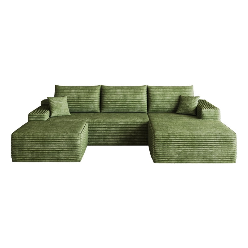 107" Cloud Sectional Sofa with Ottoman, Modern U-Shaped Modular Sofa, Deep Seat Upholstered Couch with Plush Corduroy Fabric, No Assembly Required, Comfort Corner Sofa for Living Room & Apartment