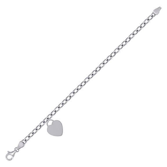 925 Sterling Silver Womens Love Heart Charm Bracelet 7.5 Inch 22x15.9mm Wide Charm Bracelet for Women
