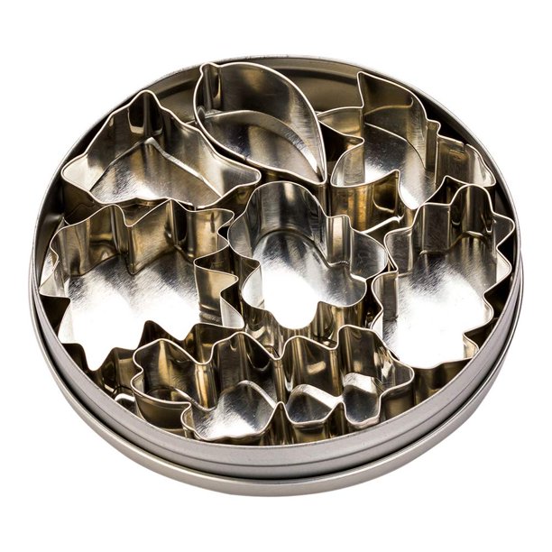 Pastry Tek 7Piece Metal Leaf Cookie Cutter Set in Round Tin Box 1