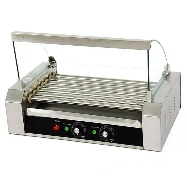 Portable 18 Hot Dog 7 Roller Grilling Machine Stainless Commercial W/ Cover New
