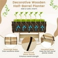 thumbnail image 4 of Solid Acacia Wood Half Barrel Planter Box with Legs - Rustic Outdoor Garden Decor, Natural, 18" L x 12" W x 11.5" H, 4 of 9