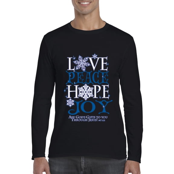 MmF - Mens Long Sleeve T-Shirts - PEACE HOPE LOVE JOY