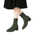 thumbnail image 5 of Dasayo Ankle Women's Boots Pointed Toe Dress Green Soft Mesh Stretch Low Heeled Boots Woman Shoes 36, 5 of 5