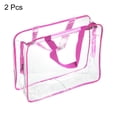 thumbnail image 3 of Uxcell L Size Clear Toiletry Bag Makeup Cosmetic Pouch with Zipper Handle, Rose Red 2 Pack, 3 of 6