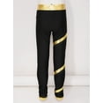 thumbnail image 4 of CHICTRY Kids Girls Figure Skating Leggings Spiral Metallic Striped Dance Pants Shiny Rhinestones Gym Pants Gold 16, 4 of 7