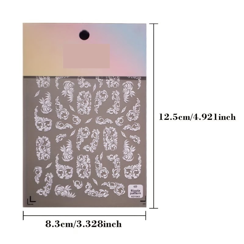 Elegant White Floral Lace Nail Art Stickers - Self-Adhesive, Matte Finish, Perfect for Weddings & Special Occasions, DIY Nail Decorations
