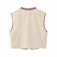 ZZwxWA Women Vintage Embroidered Vest Tops Linen Cropped Sleeveless