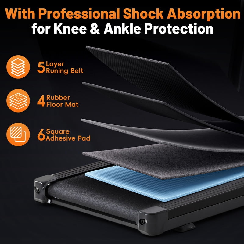 Simenmax 2-in-1 Foldable Walking Treadmill with Handrails, Quiet Under Desk Treadmill for Home Office, Remote Control, LED Display, 265lbs Capacity, Black