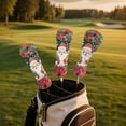 thumbnail image 3 of Yuyamidu Santa Claus Golf Club Head Covers for Women Men Poinsettia Golf Accessories PU Leather for Driver Fairway Woods Hybrids, Christmas, 3 of 8