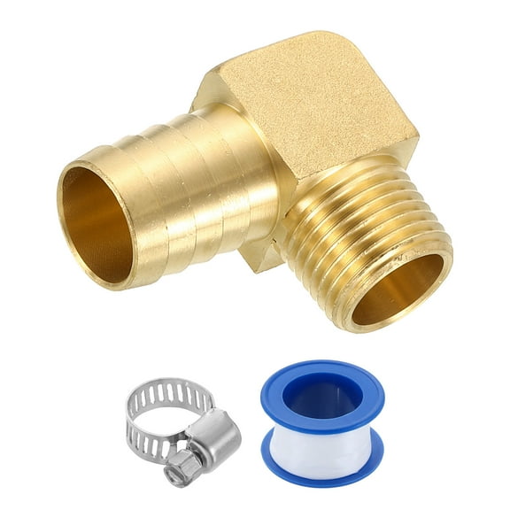 Brass Hose Barb Fitting, 3/4" x 1/2" NPT 90 Degree Elbow Hose Connector