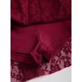 thumbnail image 7 of Burgundy Lace Halter Neck Ruched Peplum Mini Dress For Women, 7 of 7