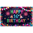 thumbnail image 7 of Yatrandify Colorful Design Happy Birthday Banner Neon Style Sixteenth Birthday Party Decoration for Birthday Party Celebration Event, 7 of 7