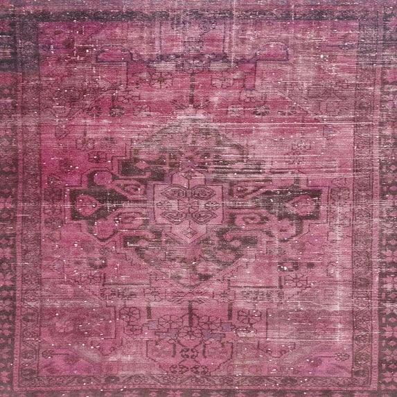 Ahgly Company Machine Washable Indoor Square Abstract Blush Red Pink Area Rugs, 3' Square