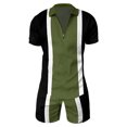 thumbnail image 3 of JHLZHS Mens Vacation Outfits Blue Men's Casual Striped Gradient Ramp Print Two Piece Suit Zipper Short Sleeve Top Blouse Suit Drawstring Pocket Short Set Mens Fall Clothes Work, 3 of 4