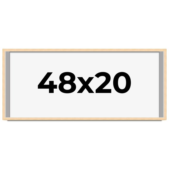 48x20 Frame Beige Real Wood Picture Frame Width 0.75 inches | Interior Frame Depth 0.5 inches |