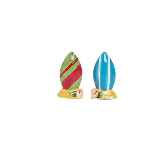 Beachcombers Surfboards Ceramic Salt and Pepper Shaker Set 3.5 Inch Multicolor