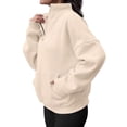 thumbnail image 5 of Hibeli Women Quarter Zip Long Sleeve Kangaroo Pocket Solid Color Pullover Top Sweatshirts, 5 of 6