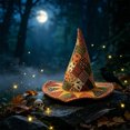 thumbnail image 5 of Kojanyu Halloween Flower Quilted Art Hat, Embroidered Polyester Witch Hat 16.9x11.8in for Costume and Holiday Decoration., 5 of 6