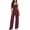 Wine, variant on Backless Playsuit for Women Elegant Open Back Romper Spaghetti Straps Summer Jumpsuits Casual Overalls Wide Leg Pants Full Length Rompers Office Work Party Evening Playsuits