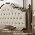 thumbnail image 6 of VanAcc King Solid Wood Bed Frame with Upholstered Headboard, No Box Spring, Walnut, 6 of 8