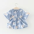 thumbnail image 5 of Lilgiuy Toddler Girls Summer Floral Dress Beach Party Vocation Casual Dresses Short Sleeve Round Neck Soft Flowers Print Loose Dress for 6-12 Months, 5 of 5