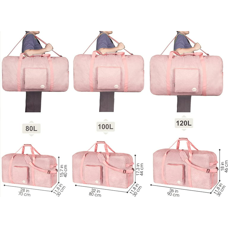 Foldable Duffle Bag 24 28 32 36 60L 80L 100L 120L for Travel Gym Sports  Lightweight Luggage Duffel By WANDF Black 36 inches (120 Liter)