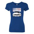 thumbnail image 2 of Wild Bobby, Ford Mustang Country USA 1964 Vintage American License Plate, Cars and Trucks, Women Slim Fit Junior Tee, Royal, Small, 2 of 4