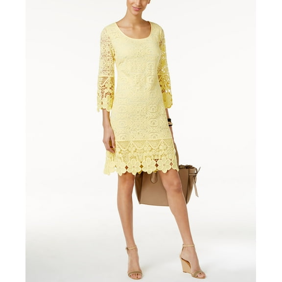 Alfani Petite Crochet Shift Dress (Popcorn, PS)
