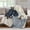 Beige Blue, variant on Navy Blue Fall Pumpkin Fleece Throw Blanket for Couch, Thanksgiving Botanical Harvest Microfiber Flannel Blanket for All Season, Lightweight Soft Throw Blankets for Baby, Kids, Pets, 30"x40"