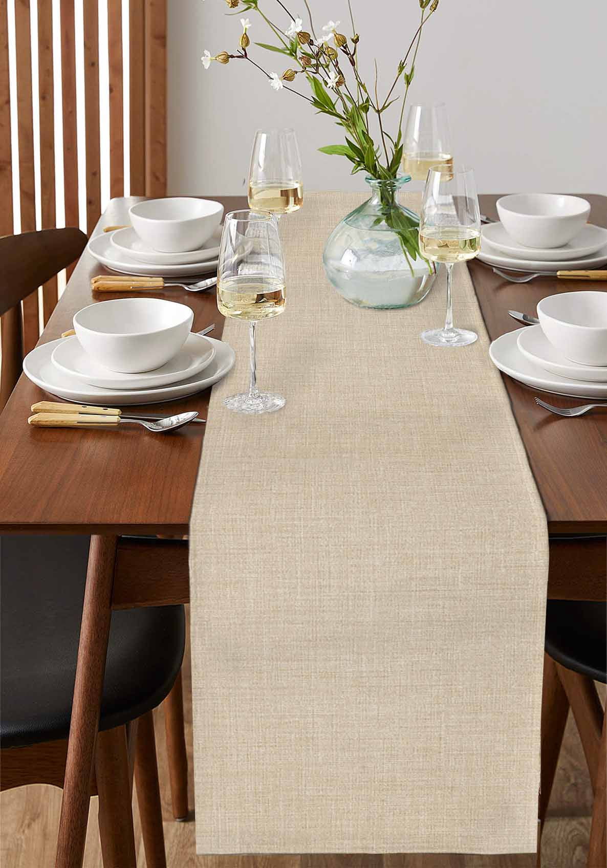nqOlkjepod Vintage Cream Table Runner 108 Inches Long Farmhouse Dress Scarves, Farmhouse Retro Beige Solid Color Dining Tablerunner for Coffee Table/Kitchen Island/Party Décor, 13" x 108"