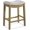 Natural/Wheat - No Nailhead-Single-14.2"D x 19.7"W x 26"H, variant on Set of 2 Parker 26" Counter Stool, Backless Saddle Kitchen Barstool in Reclaimed Oak Finish with Ash Grey Fabric Upholstery Cushion Seat