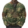thumbnail image 2 of Styesk Chemises pour Hommes Imprimé Camouflage Demi-Fermeture à Glissière Manches Longues Col Rond, 2 of 5