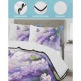 thumbnail image 4 of Quilts Twin Size, Lavender Soft Comforter Bedding Set for Bed, Watercolor Purple White Floral Botanical Butterfly Lightweight Quilted Bedspread with Pillow Cover(2 Pieces) for All Season, 68x86 Inch, 4 of 6