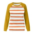 thumbnail image 5 of Striped Tops for Women Raglan Long Sleeve Crewneck Casual Lightweight Colorblock Sweatshirts Loose Fit (XL, Orange), 5 of 5