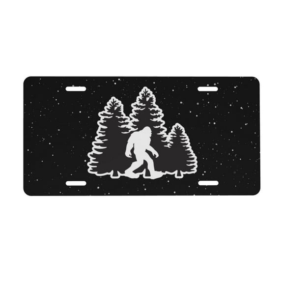 Bigfoot Trees Forest License Plate 6x12 Inch Thickening Aluminum Metal Decorative License Plates, Universal Fit For Trucks, Suvs, Vehicles