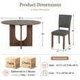 thumbnail image 7 of Leovanni 48inch Round Dining Table Set for 4 Modern Solid Wood 5-Piece Kitchen & Dining Room Set with Upholstered Chairs Pedestal Base, Walnut, 7 of 7